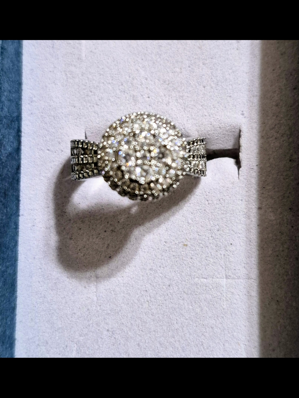 White Diamond Cluster Sterling Silver Ring